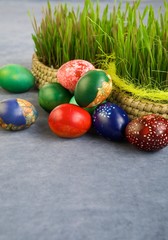 Easter eggs and green grass