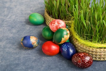 Easter eggs and green grass