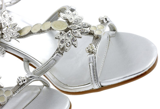 chaussures argent&eacute;es, fond blanc
