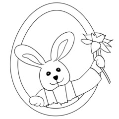 Osterhase mit Osterglocke, Illustration, Ostern