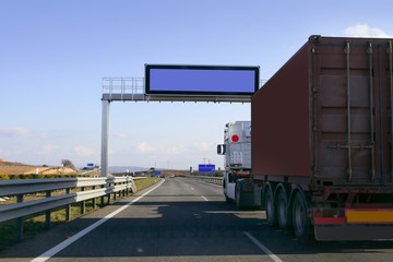 Heavy transportation truck lorry on a road