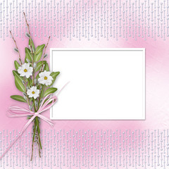 Card for invitation or congratulation with bunch of flowers and