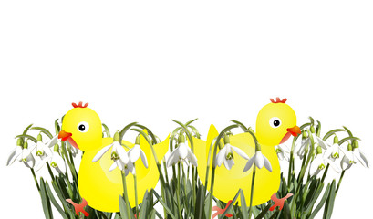 wielkanocne tło z kurczakami © Lasa