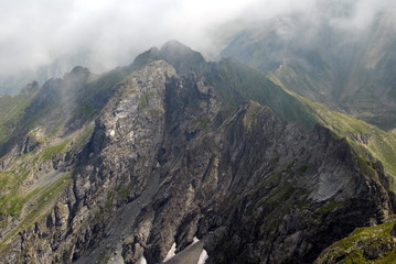 Rocky sharp mountains in Fagaras, romanian Carpathians .