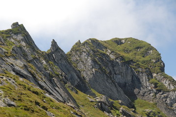 Rocky sharp mountains in Fagaras, romanian Carpathians .
