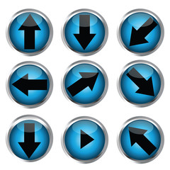 Buttons for web design, black arrow icon set