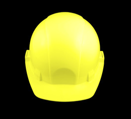 Yellow hard hat isolated on black