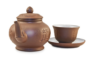 Teapot and cups for tea ceremony
