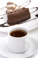 Chocolate dessert and coffee