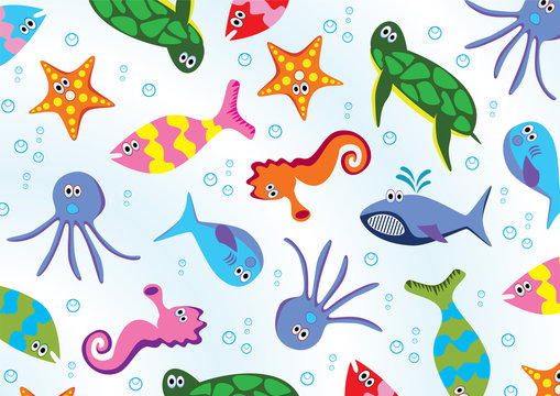 vector sea animals background