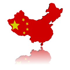China map flag 3d render with reflection illustration