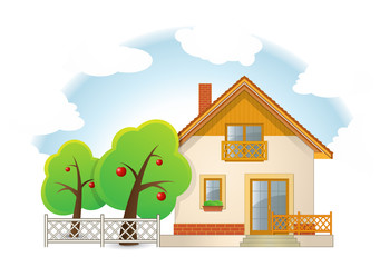 Highly detailed vector illustration of House with Garden