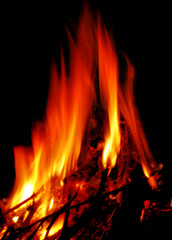 hot fire on black