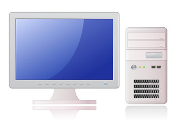 Highly detailed illustration of Light Grey Desktop Computer