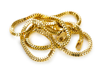 Golden chain isolated on the white background