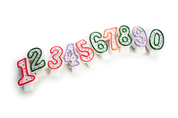 Birthday candles isolated on the white background