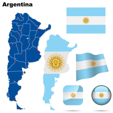 Argentina vector set. Shape, flags and icons.