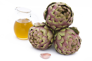 Fototapeta premium Artichokes, Olive Oil And Garlic