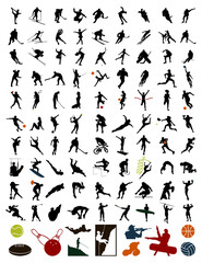 Collection of silhouettes of sportsmen