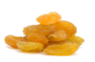 Close-up raisins (sultana) isolated on white