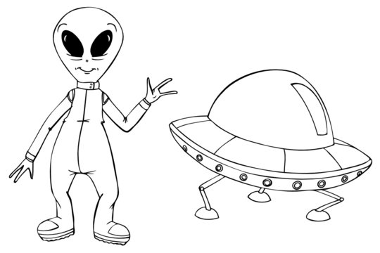 Alien, Raumschiff, Ufo, Außerirdischer, Weltall, Universum Stock Vector |  Adobe Stock