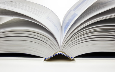 opened book on white background