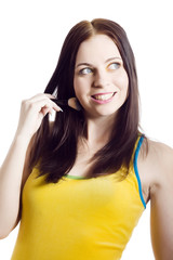 Fototapeta premium Young beautiful teenager girl with bright funny artistic make-up