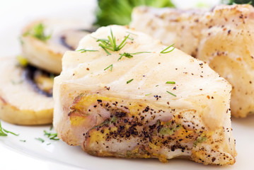 Papageienfisch mit Gemüse