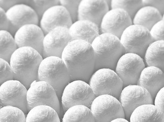 Cotton hygiene sticks close-up as white background