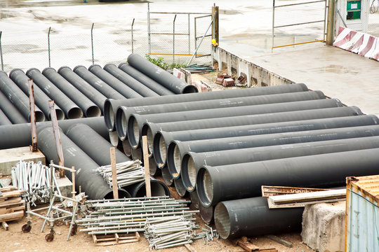 water pipes at a construction ground