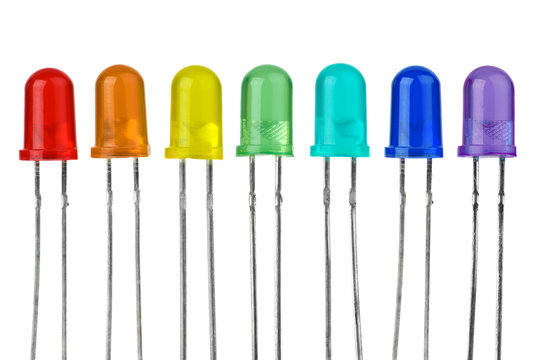 Seven LEDs of different colour