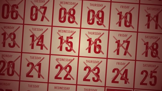 Animated calendar month showing days being crossed off
