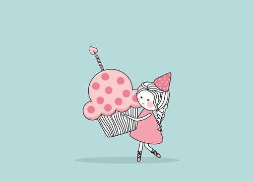 girl with birthday cupcake