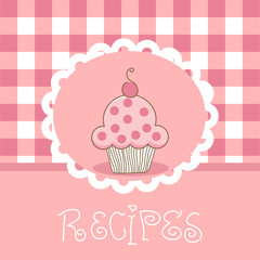 plaid recipe template with cupcake