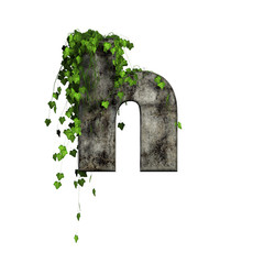green ivy on 3d stone letter