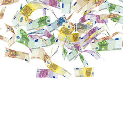 Euro banknotes money flying