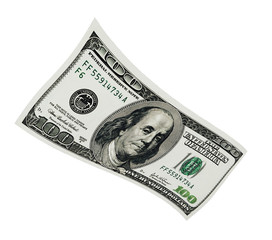 American Money in 100.00 dollar bills isolated on white