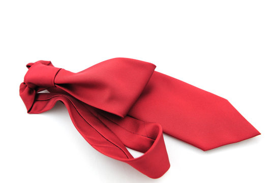 Red Necktie On White