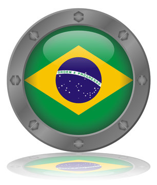 Brazil flag on button Royalty Free Vector Image