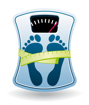 Blue bathroom scale diet concept icon