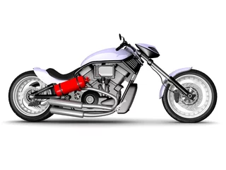 Foto op Plexiglas moderne motorfiets geïsoleerd op witte achtergrond © PhotoStocker