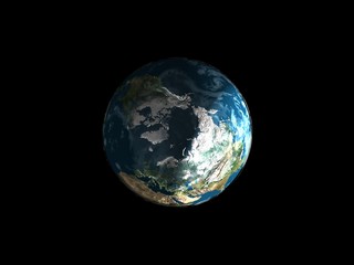 Earth model. Polus view.