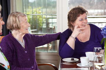 Elderly mother and daughter