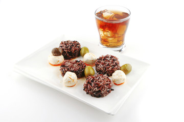 mozarella cheese and dark rice