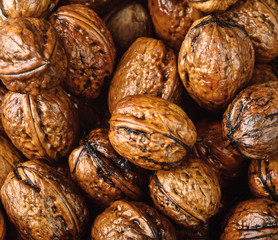 background of wet walnuts