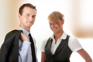 Young attractive business people