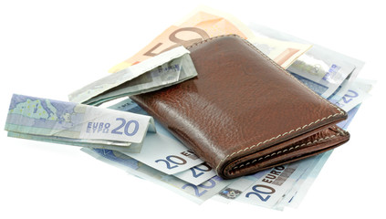 porte-cartes, billets; fond blanc