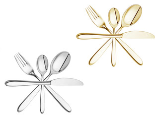 Sterne aus Besteck Silber und Gold