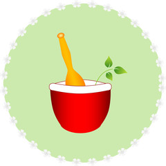 Vector illustration of mortar and pestle