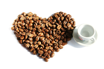 coffee beans as heart with cap